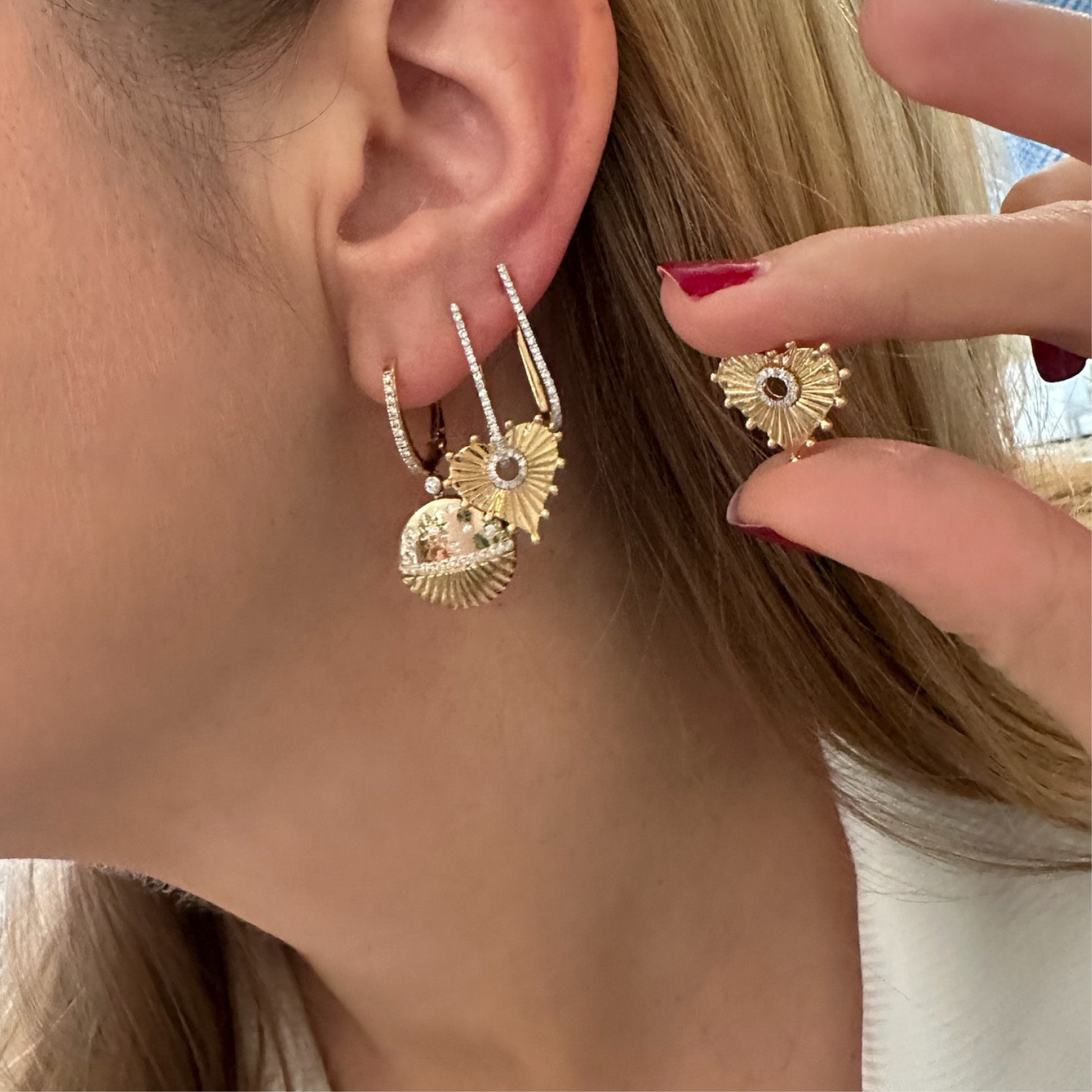 Celestial Disc Drop Earrings