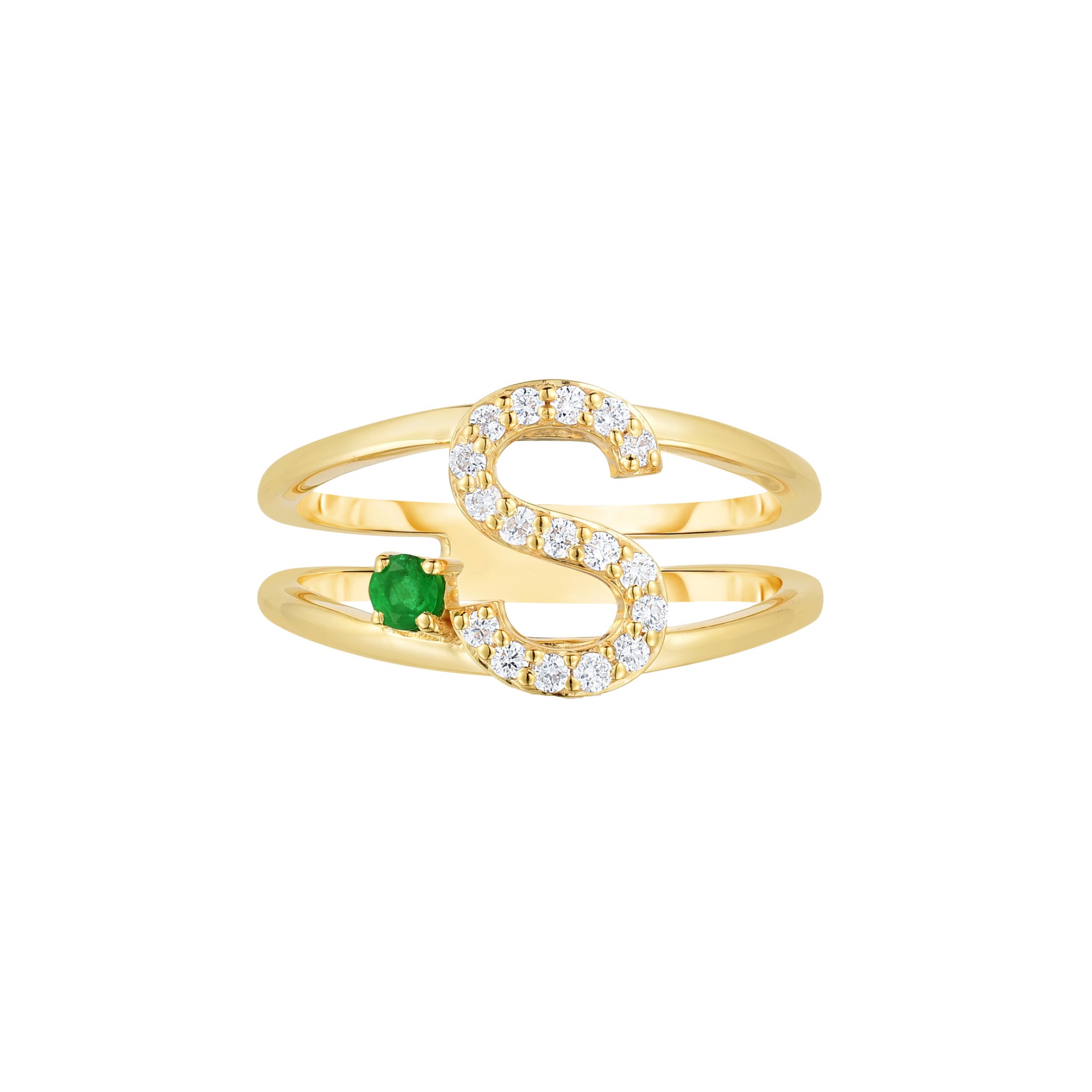 Gold ring with a green gemstone