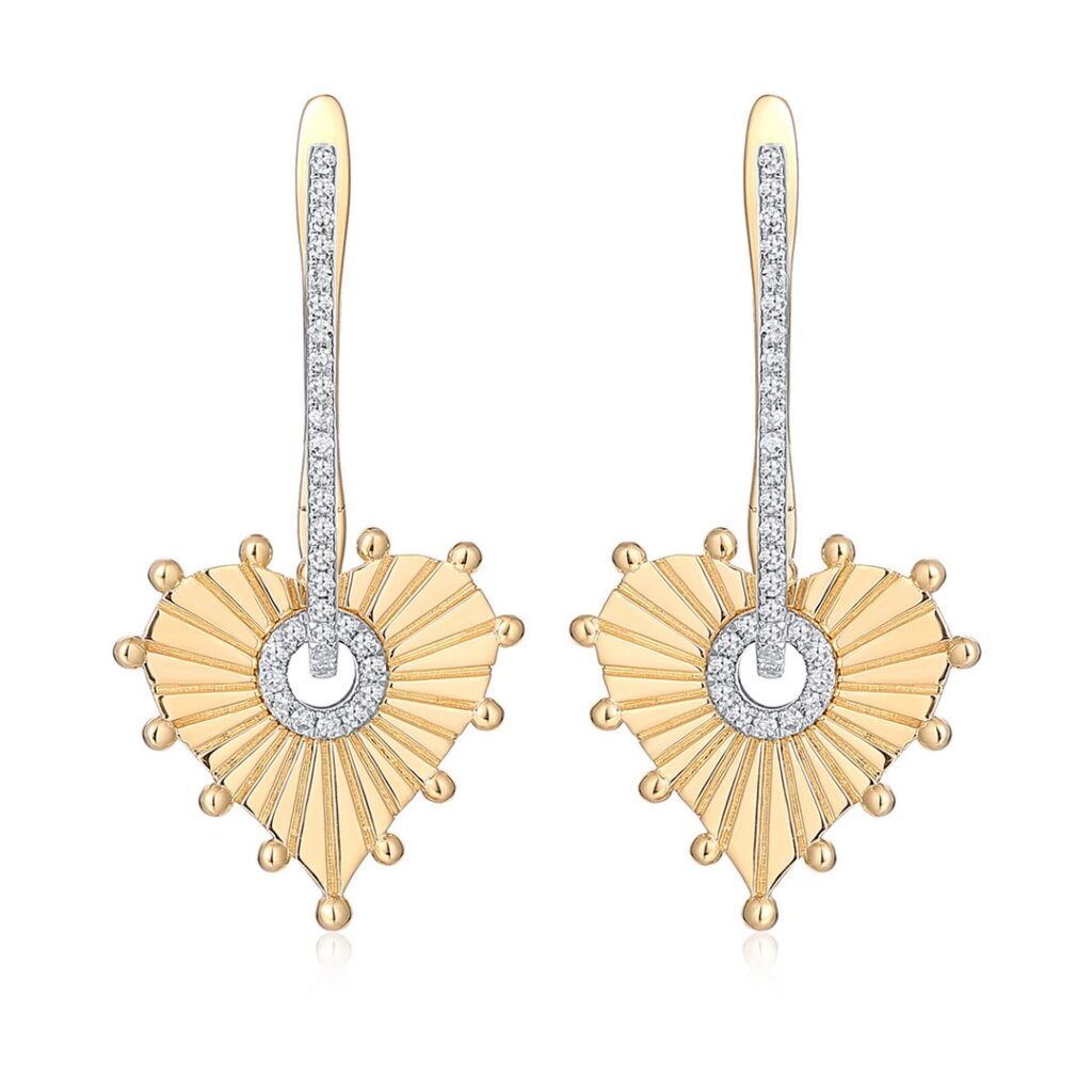 Heart Diamond Drop Earrings