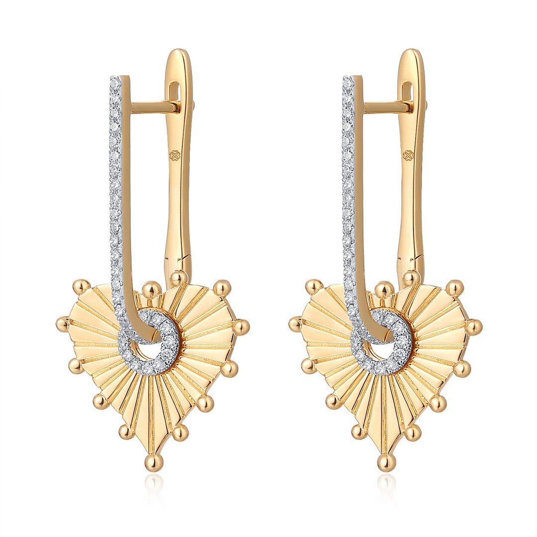 Heart Diamond Drop Earrings