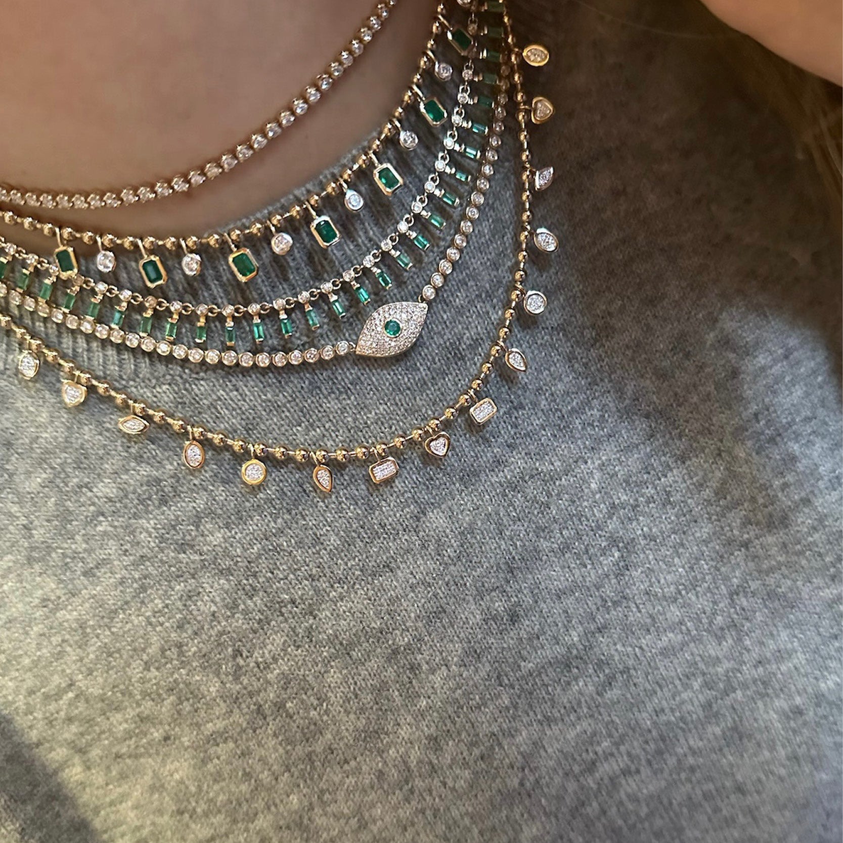 Multi Shape Diamond Necklace