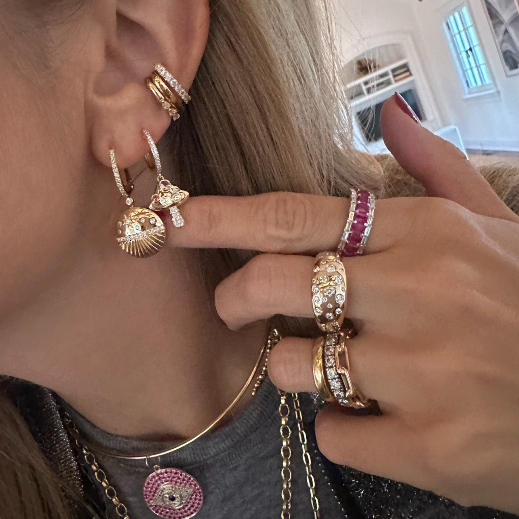 Celestial Disc Drop Earrings